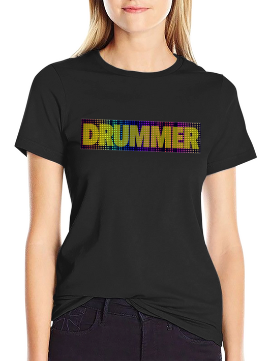 Camiseta Negra Drummer con Diseño de Puntos