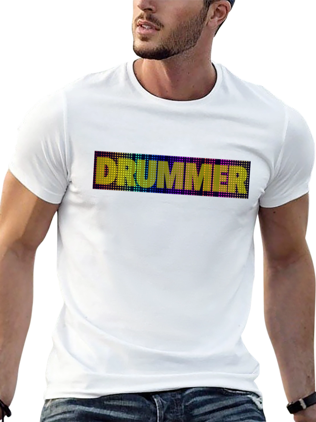 Camiseta Negra Drummer con Diseño de Puntos