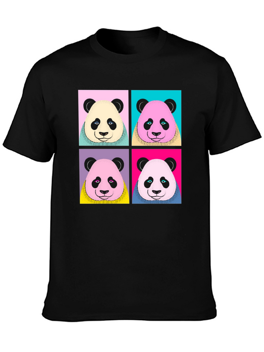 Camiseta Negra con Diseño Panda Pop Art