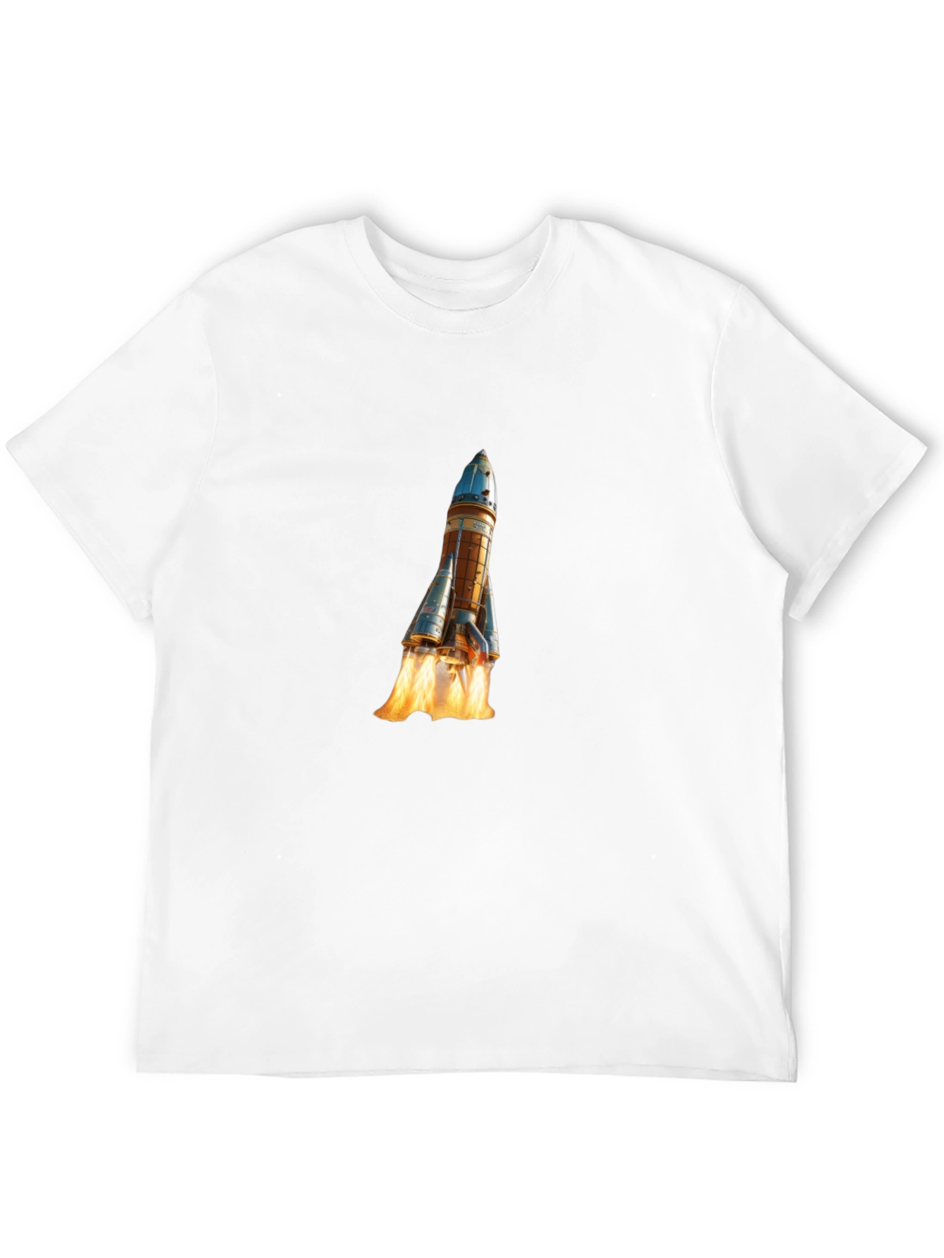 Camiseta Negra con Diseño de Lanzamiento Espacial