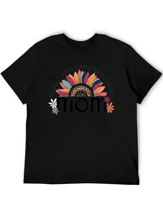 Camiseta Negra con Diseño de Girasol Mom
