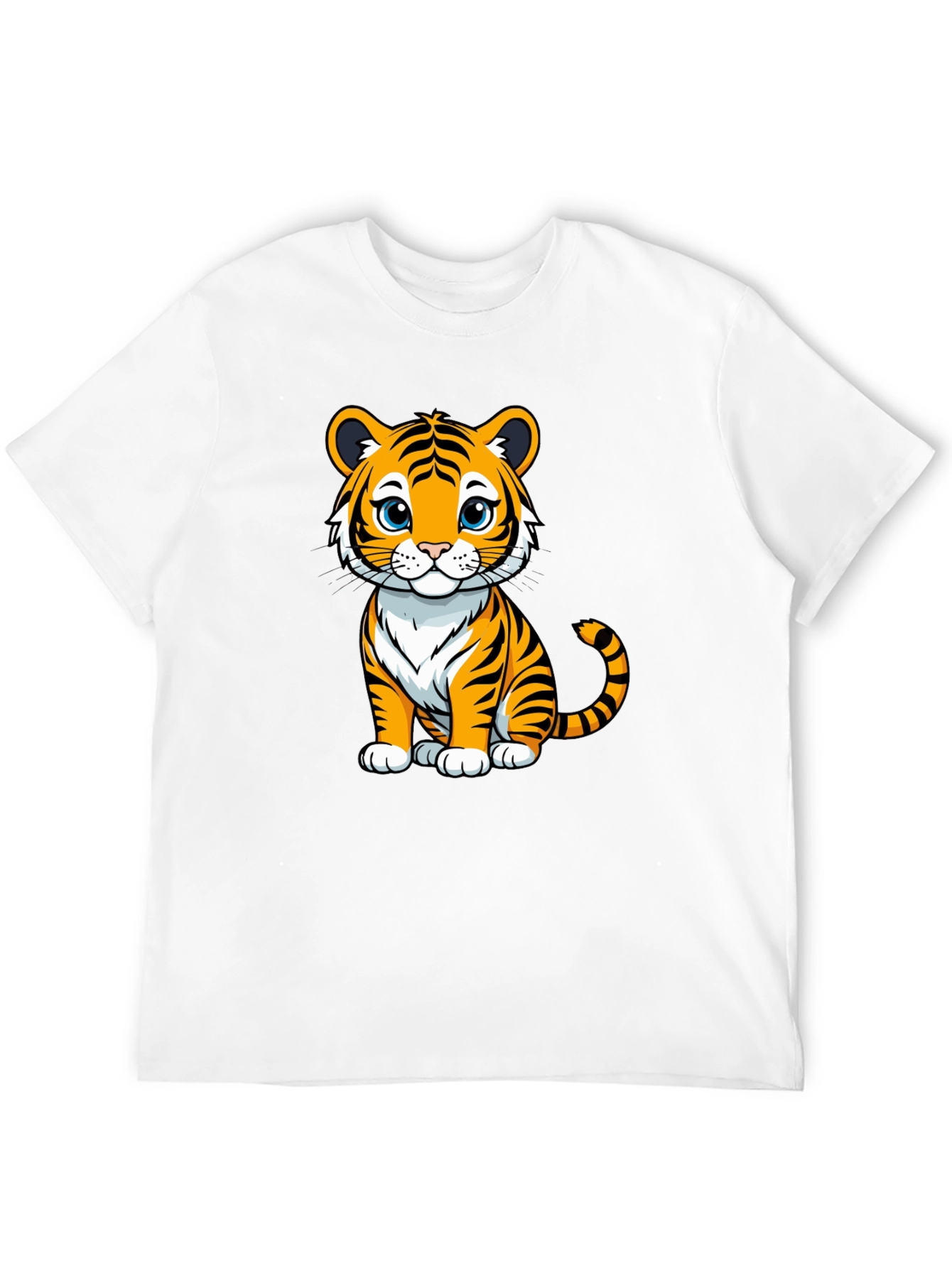 Camiseta Negra con Diseño de Tigre Kawaii