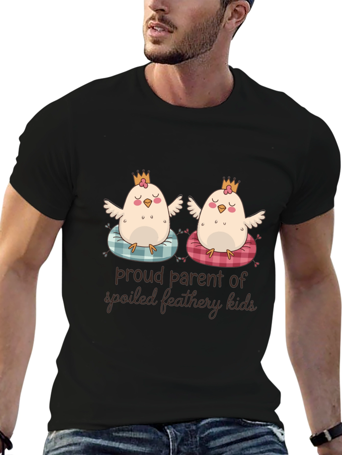 Camiseta Negra Orgulloso Padre de Niños Plumíferos