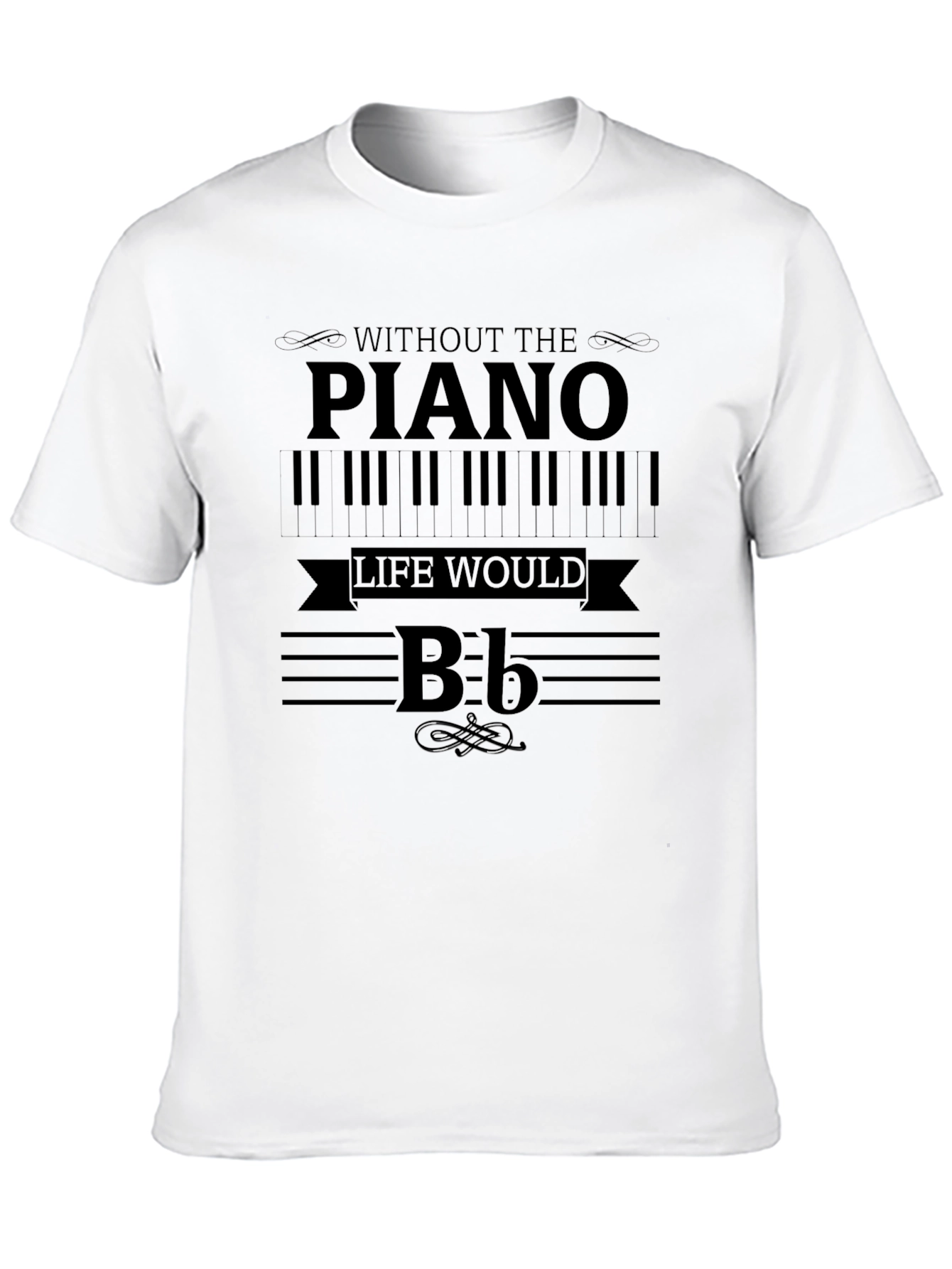 Camiseta Negra con Diseño Musical Piano