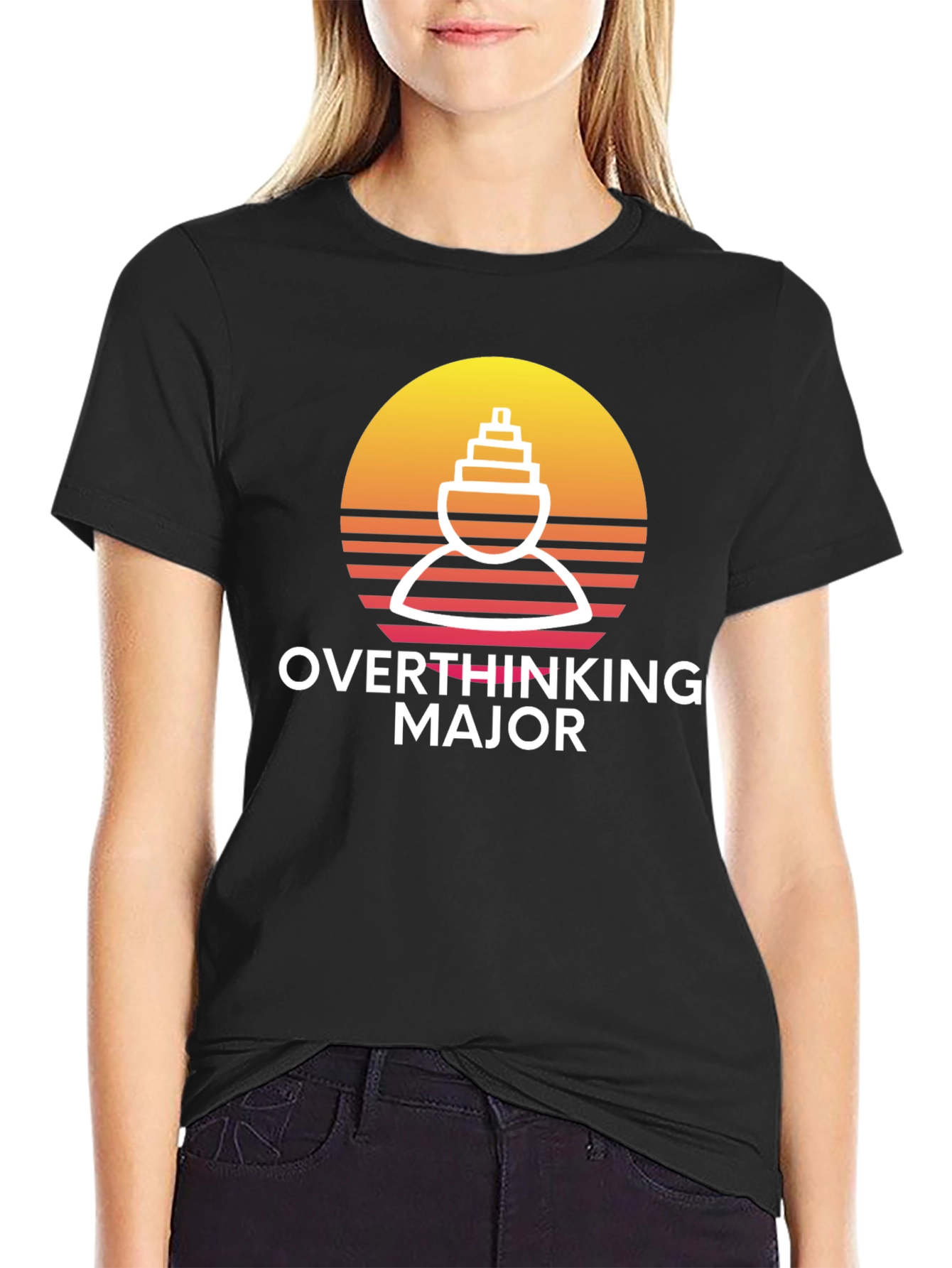 Camiseta Negra Overthinking Major Diseño Original
