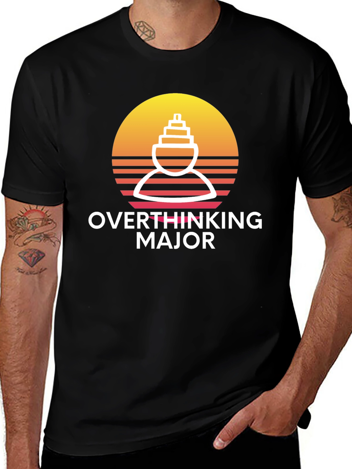 Camiseta Negra Overthinking Major Diseño Original