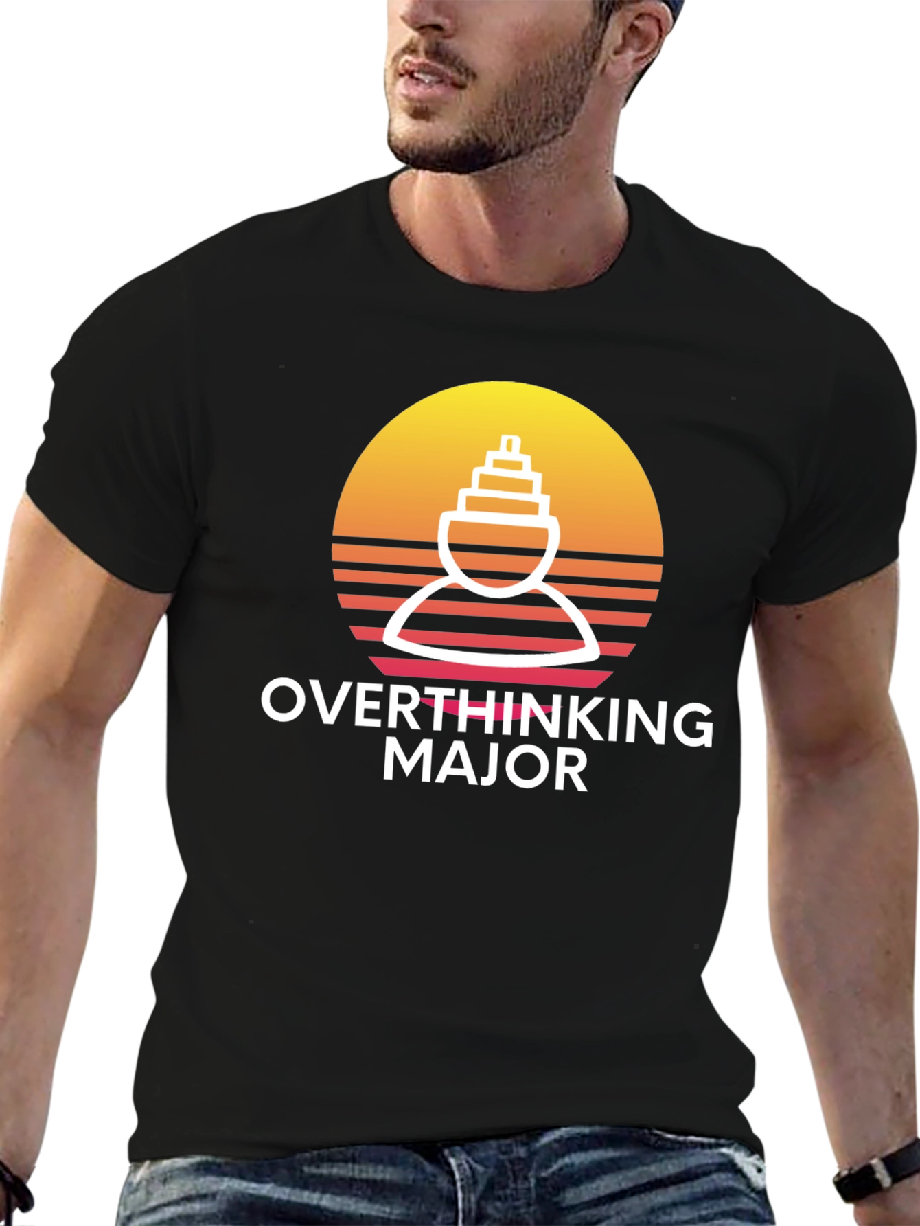 Camiseta Negra Overthinking Major Diseño Original