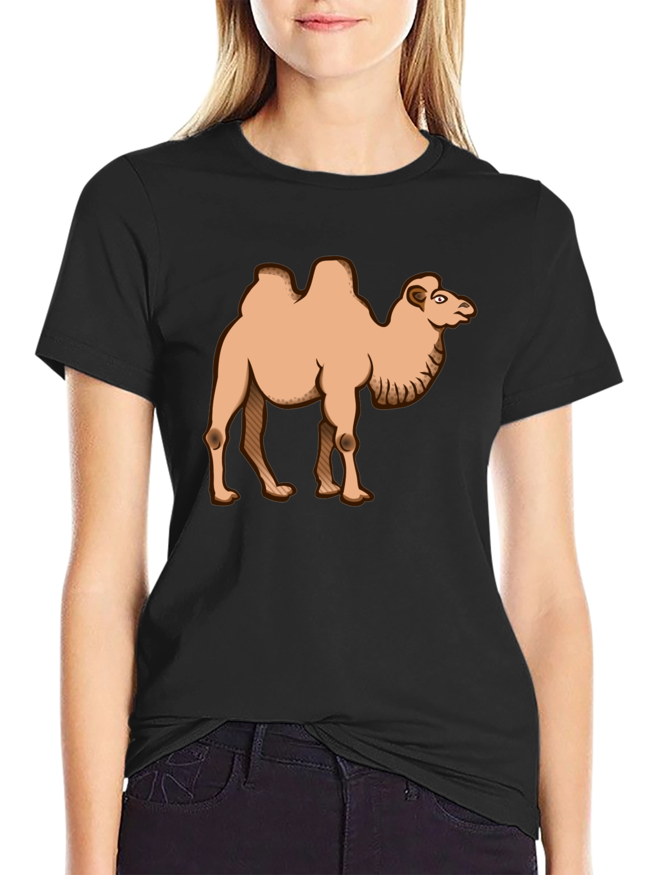 Camiseta Negra con Diseño de Camello