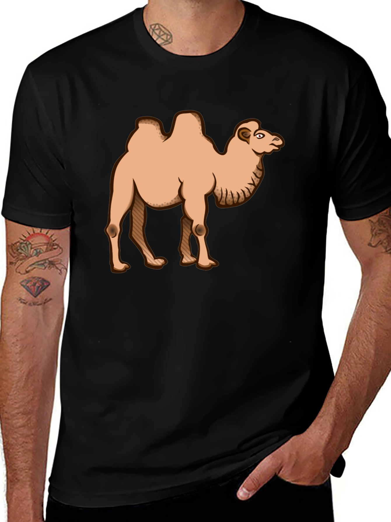 Camiseta Negra con Diseño de Camello