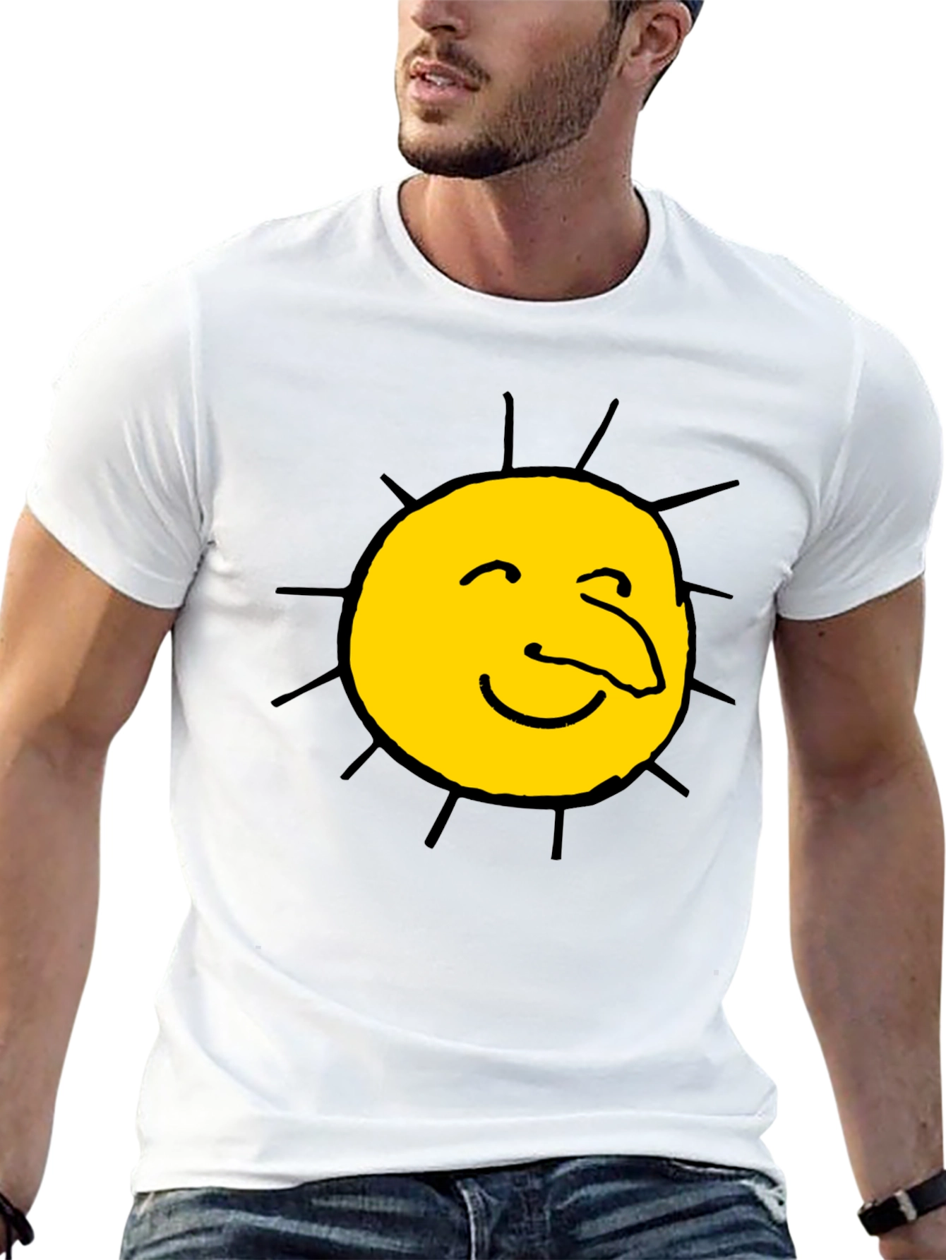 Camiseta Negra con Sol Sonriente
