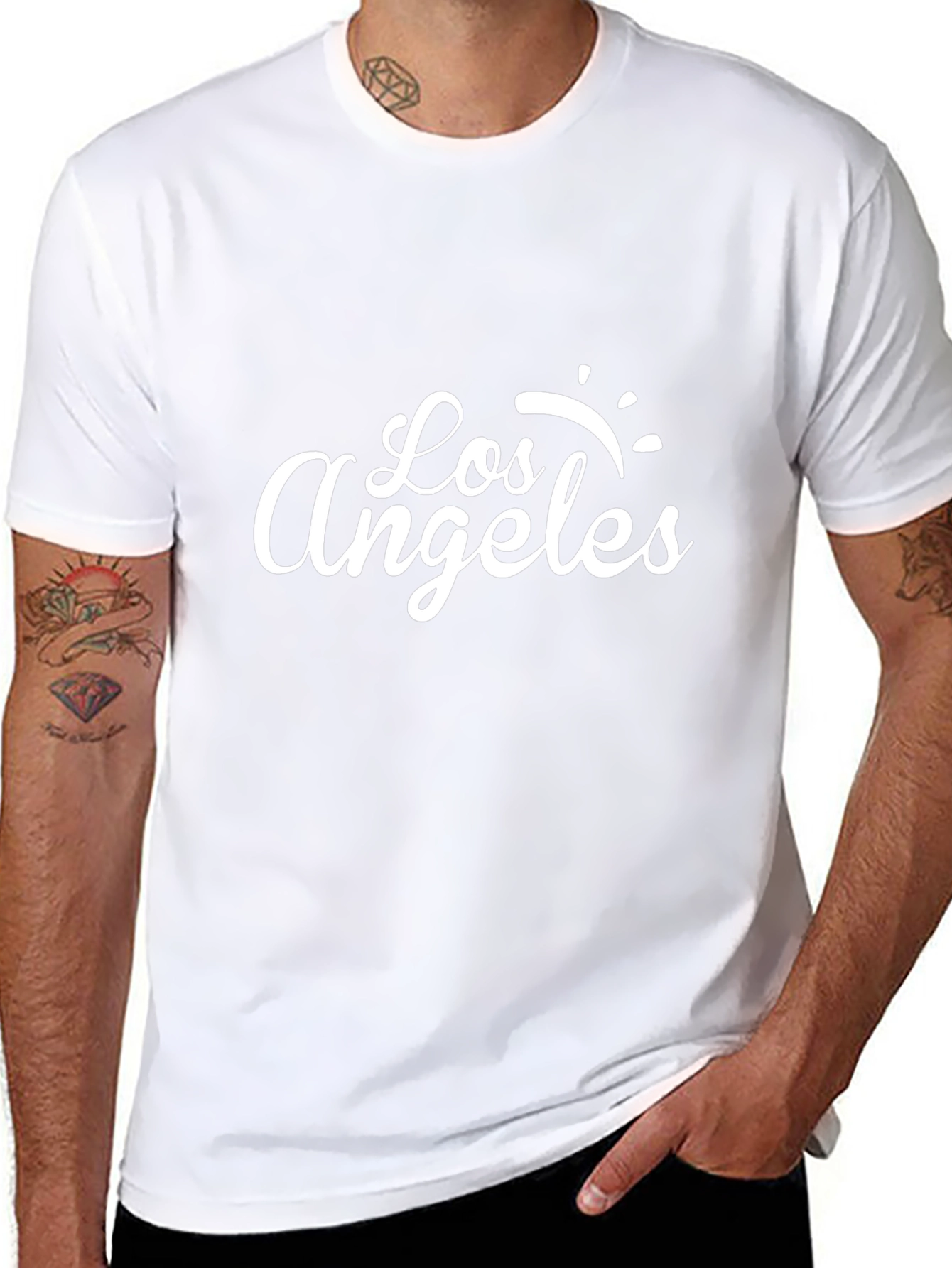 Camiseta Negra Hombre - Diseño Los Ángeles