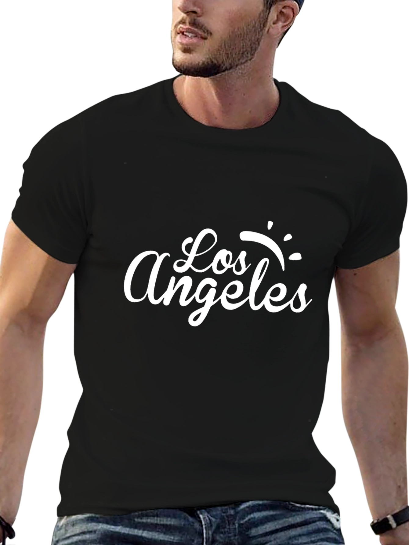 Camiseta Negra Hombre - Diseño Los Ángeles