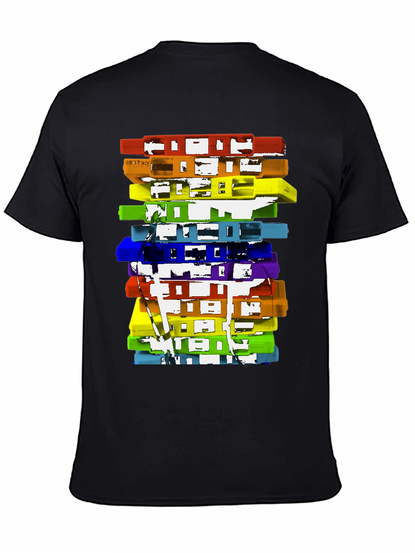 Camiseta Negra con Diseño de Cassettes Retro
