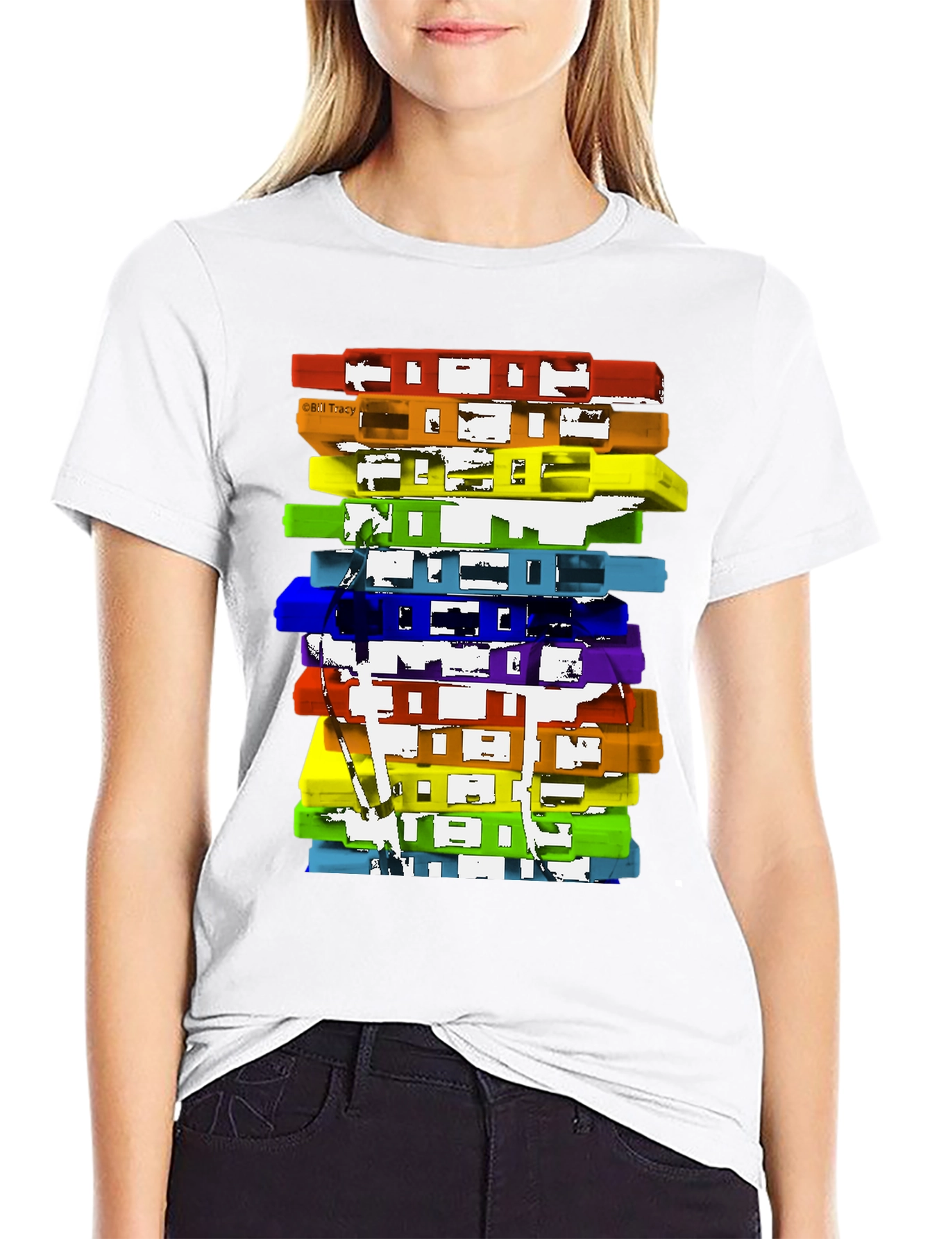 Camiseta Negra con Diseño de Cassettes Retro