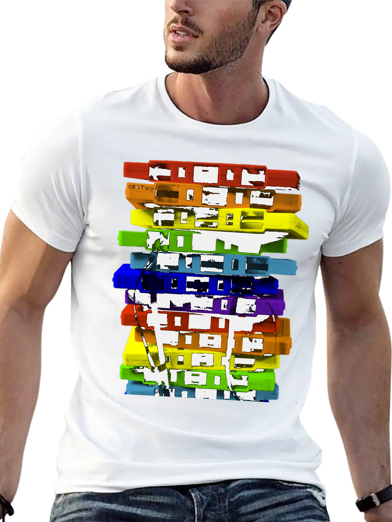 Camiseta Negra con Diseño de Cassettes Retro