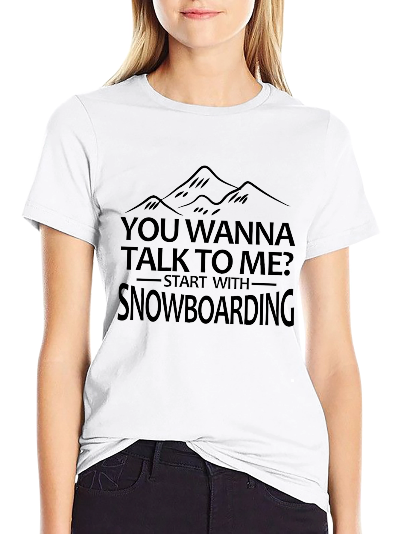 Camiseta Negra Snowboarding Mensaje Montaña
