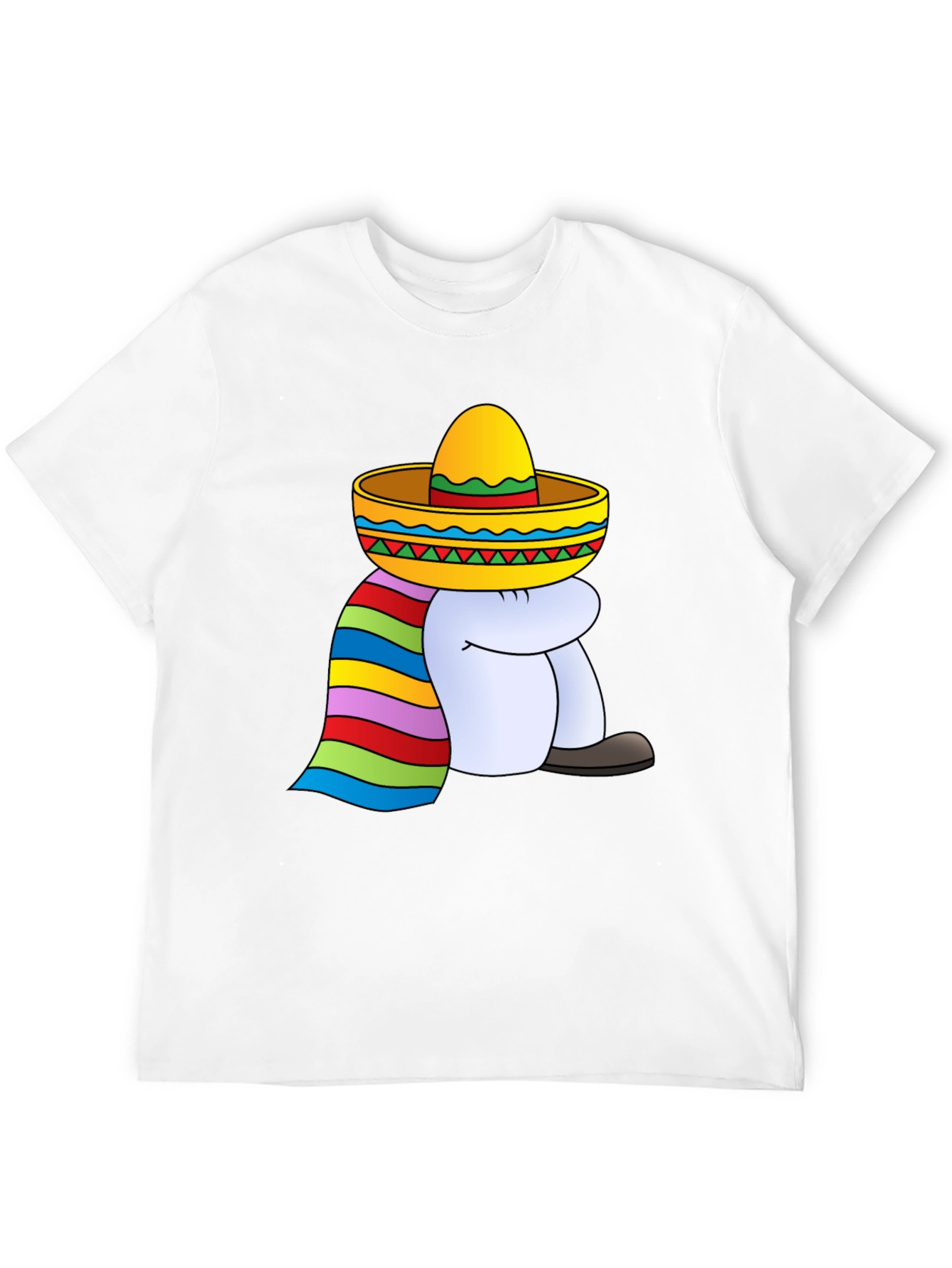 Camiseta Negra con Diseño de Sombrero y Poncho