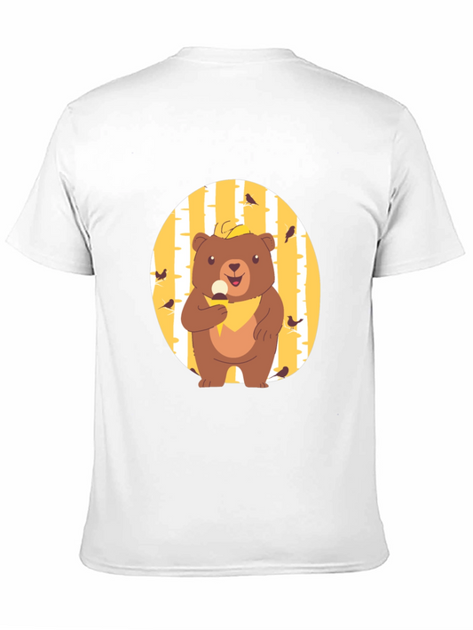 Camiseta Negra con Diseño de Oso Comiendo Helado