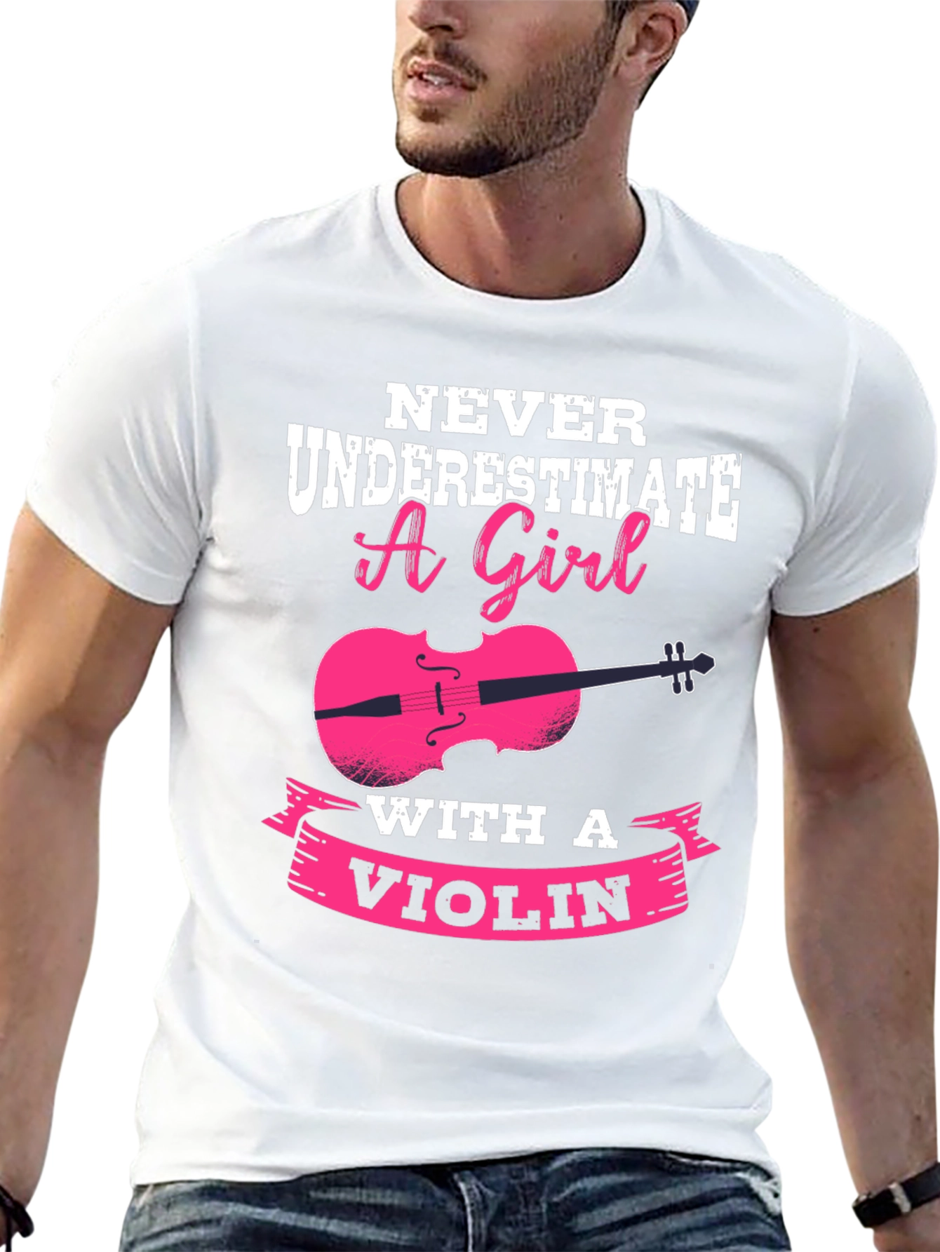 Camiseta Negra con Diseño Violín para Chicas