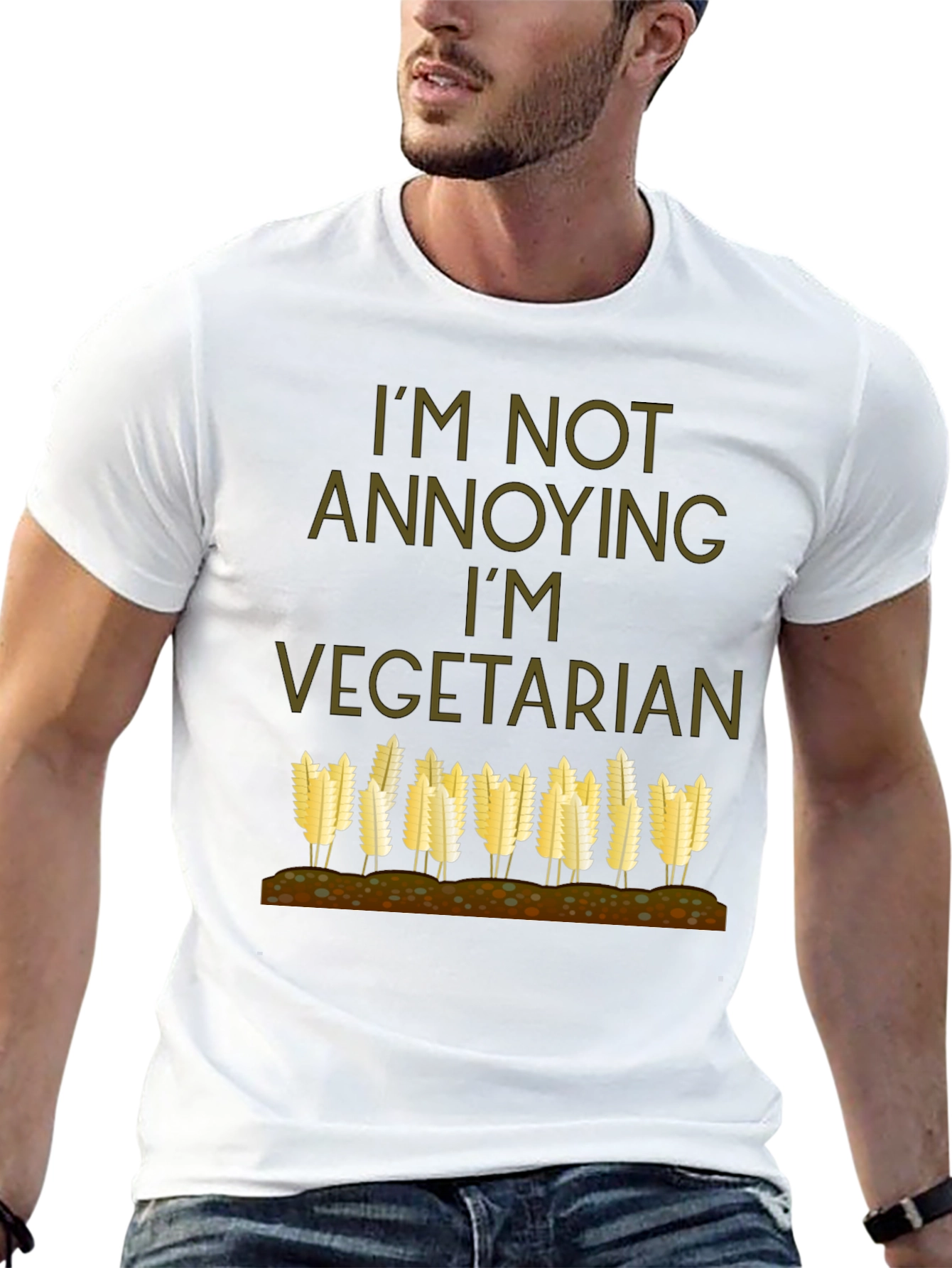 Camiseta Negra: No Soy Molesto Soy Vegetariano