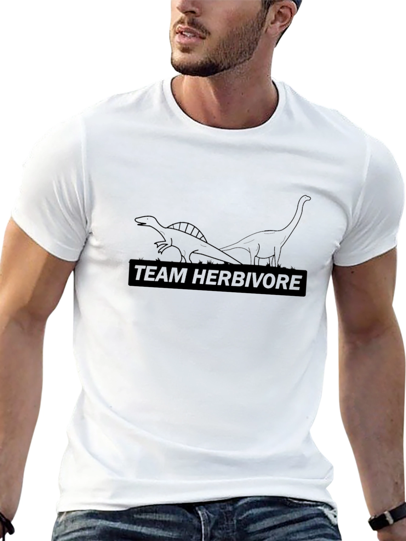 Camiseta Negra Team Herbivore - Diseño de Dinosaurios