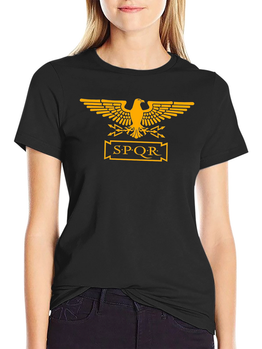Camiseta Negra Hombre Águila Romana SPQR