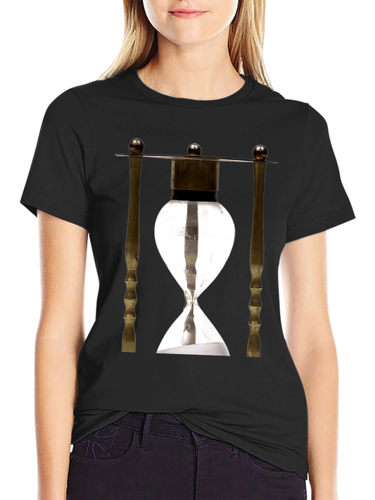 Camiseta Negra con Diseño de Reloj de Arena Vintage