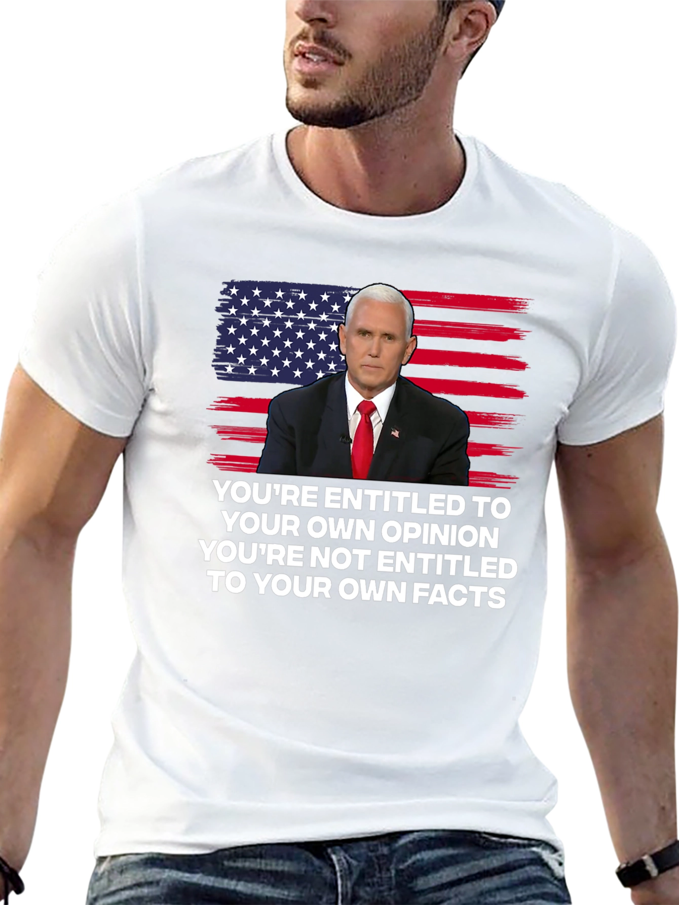 Camiseta con Diseño Pence y Bandera Americana