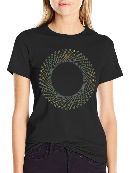 Camiseta Negra con Diseño Circular Hipnótico