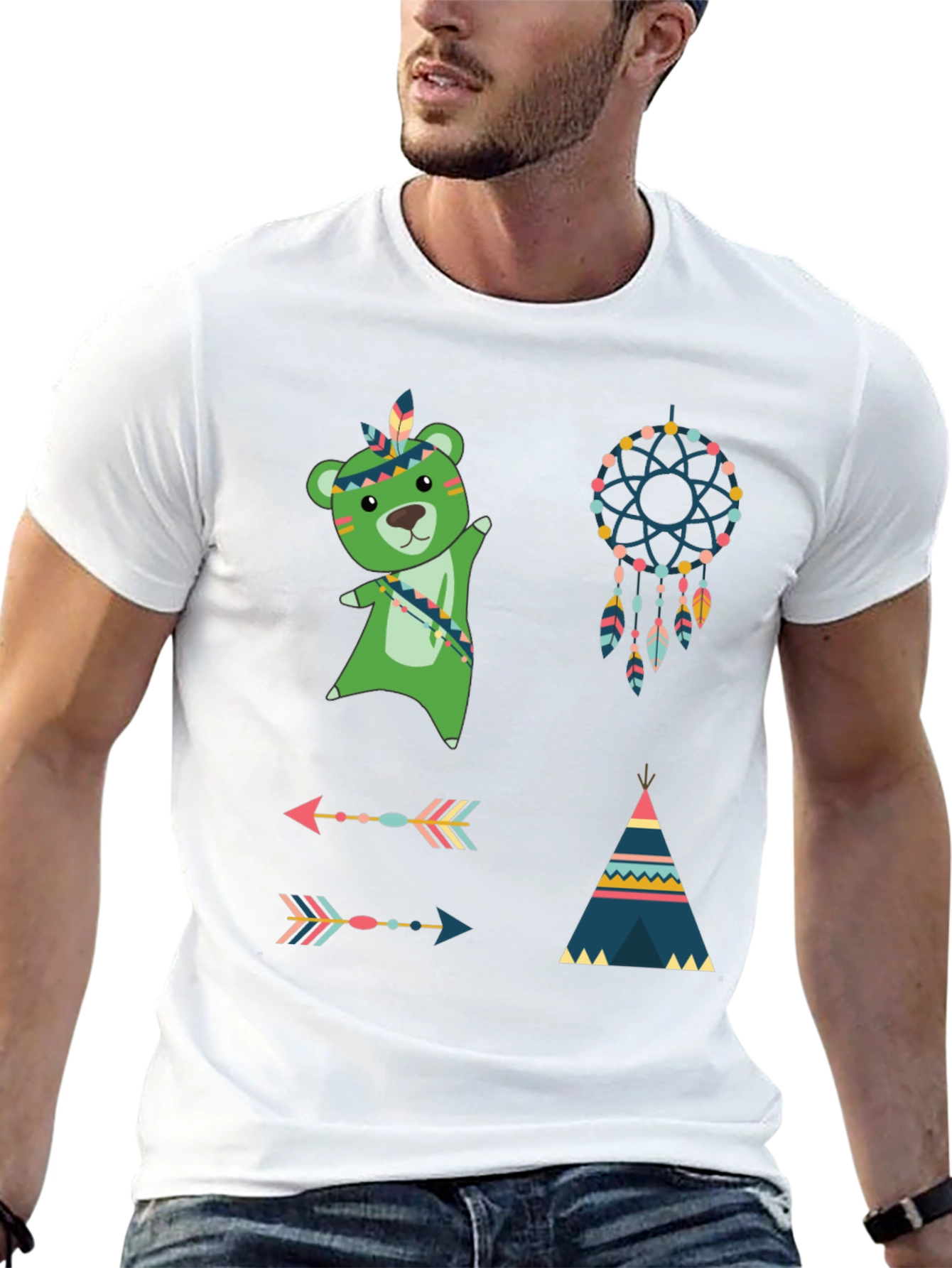 Camiseta Negra con Diseño Tribal