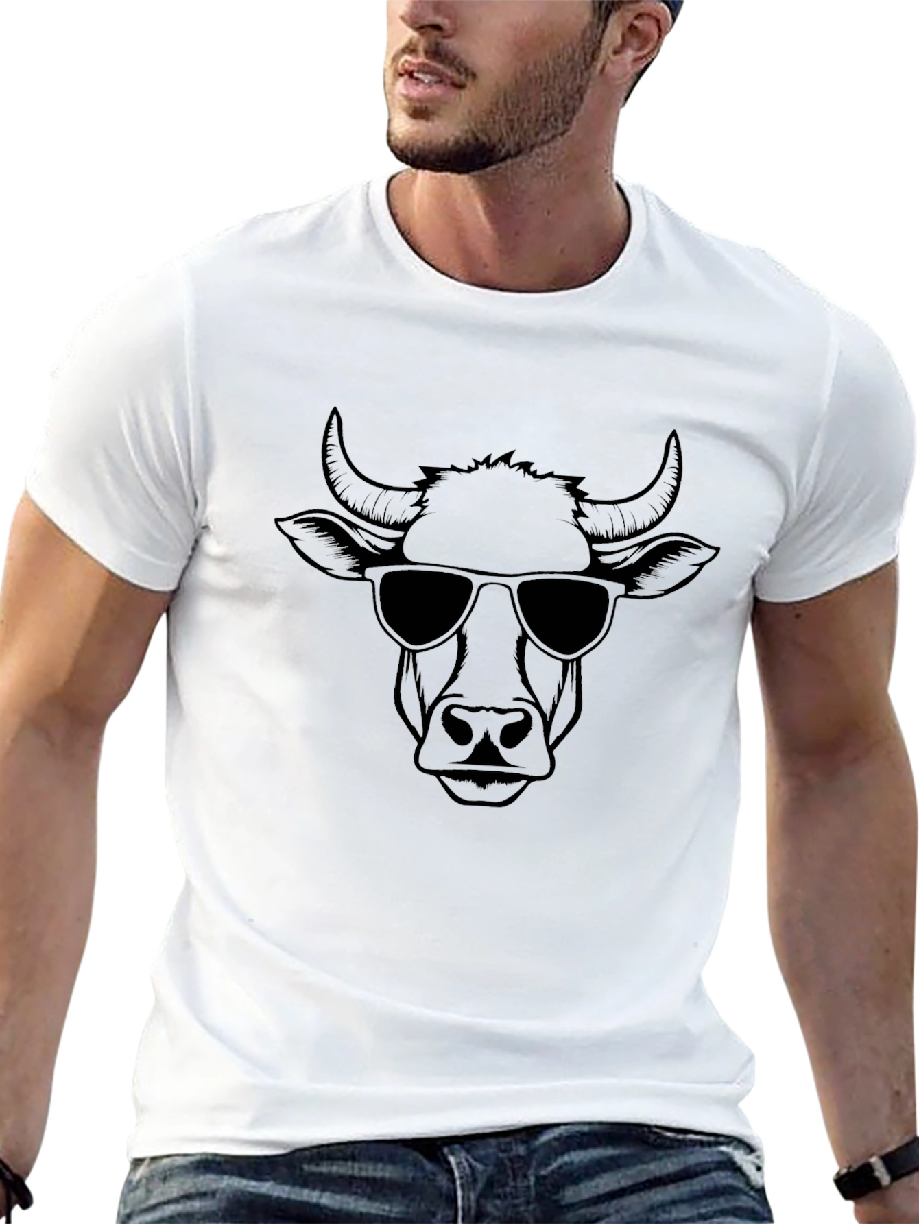 Camiseta Negra con Diseño de Toro Cool