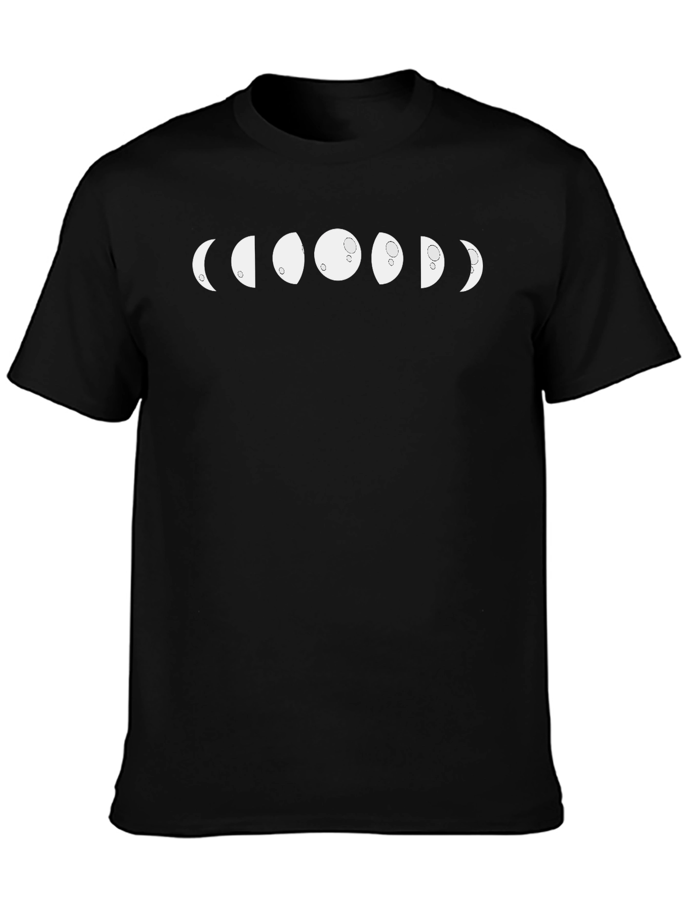 Camiseta Negra Fases Lunares Estampadas