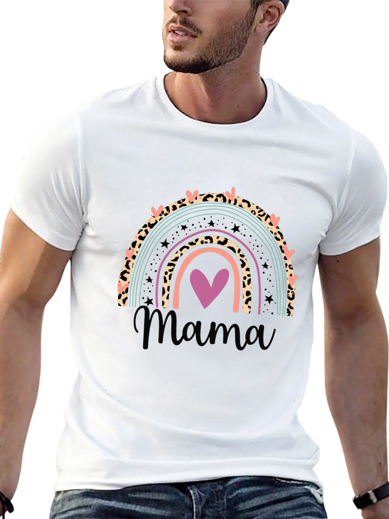 Camiseta Negra Mujer Diseño Arcoíris Mama