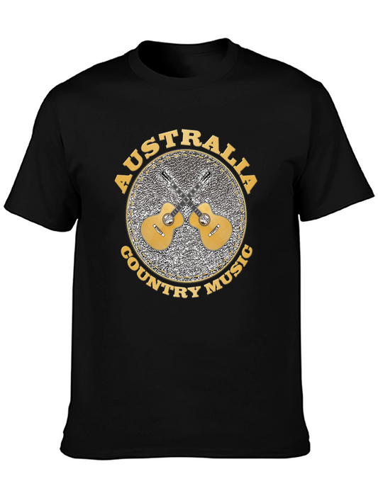 Camiseta Negra Australia Country Music para Hombre