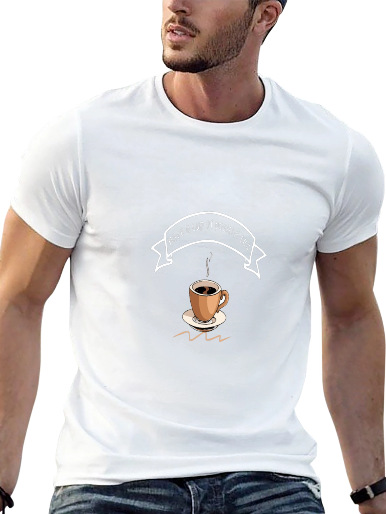Camiseta Negra con Diseño de Taza de Té Positivo