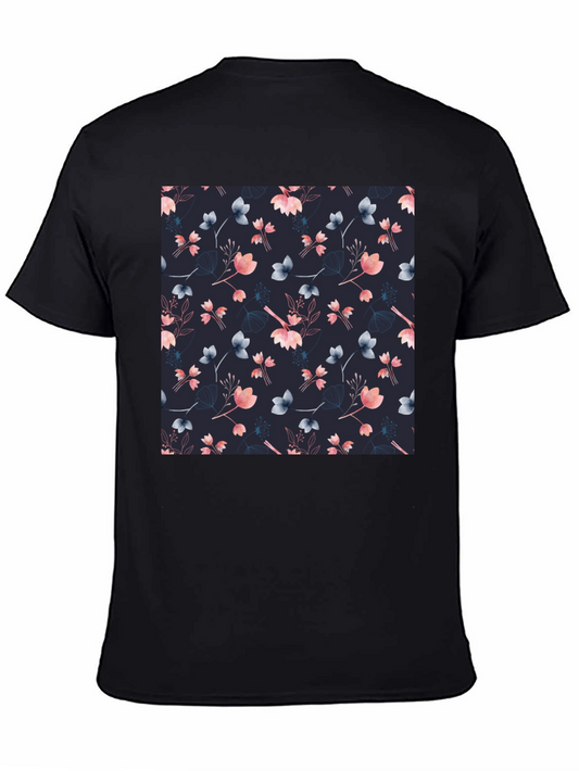 Camiseta Negra Estampado Floral Moderno