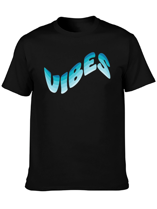 Camiseta Negra Vibes Azul Degradado