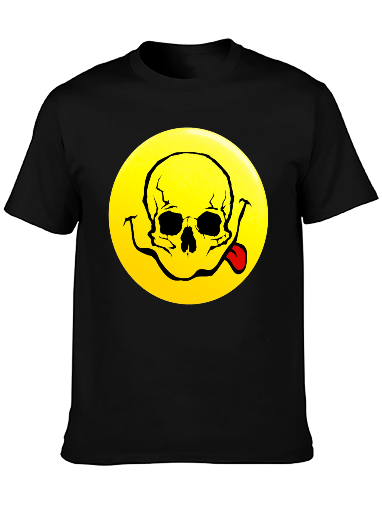 Camiseta Negra con Diseño Calavera Smiley