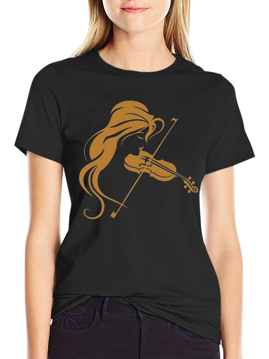Camiseta Negra con Diseño de Violinista