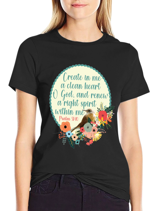 Camiseta Negra con Diseño Inspirador y Floral