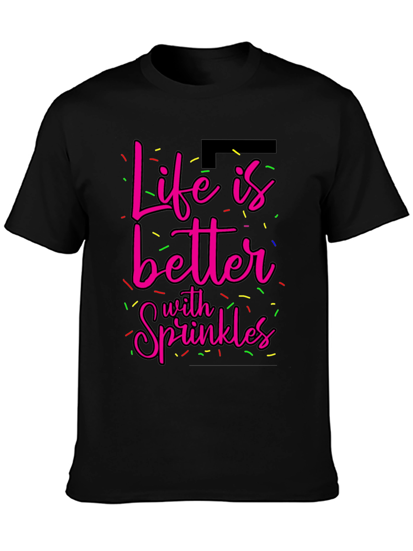 Camiseta Negra La Vida es Mejor con Sprinkles