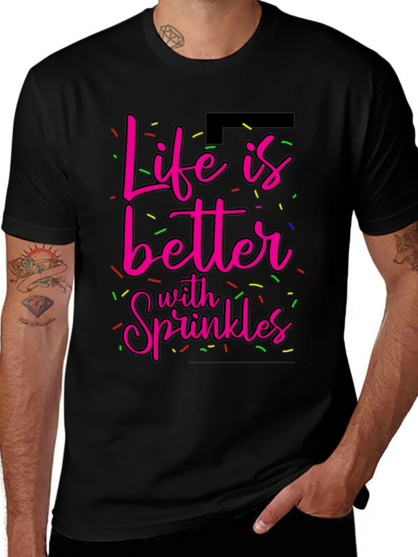 Camiseta Negra La Vida es Mejor con Sprinkles
