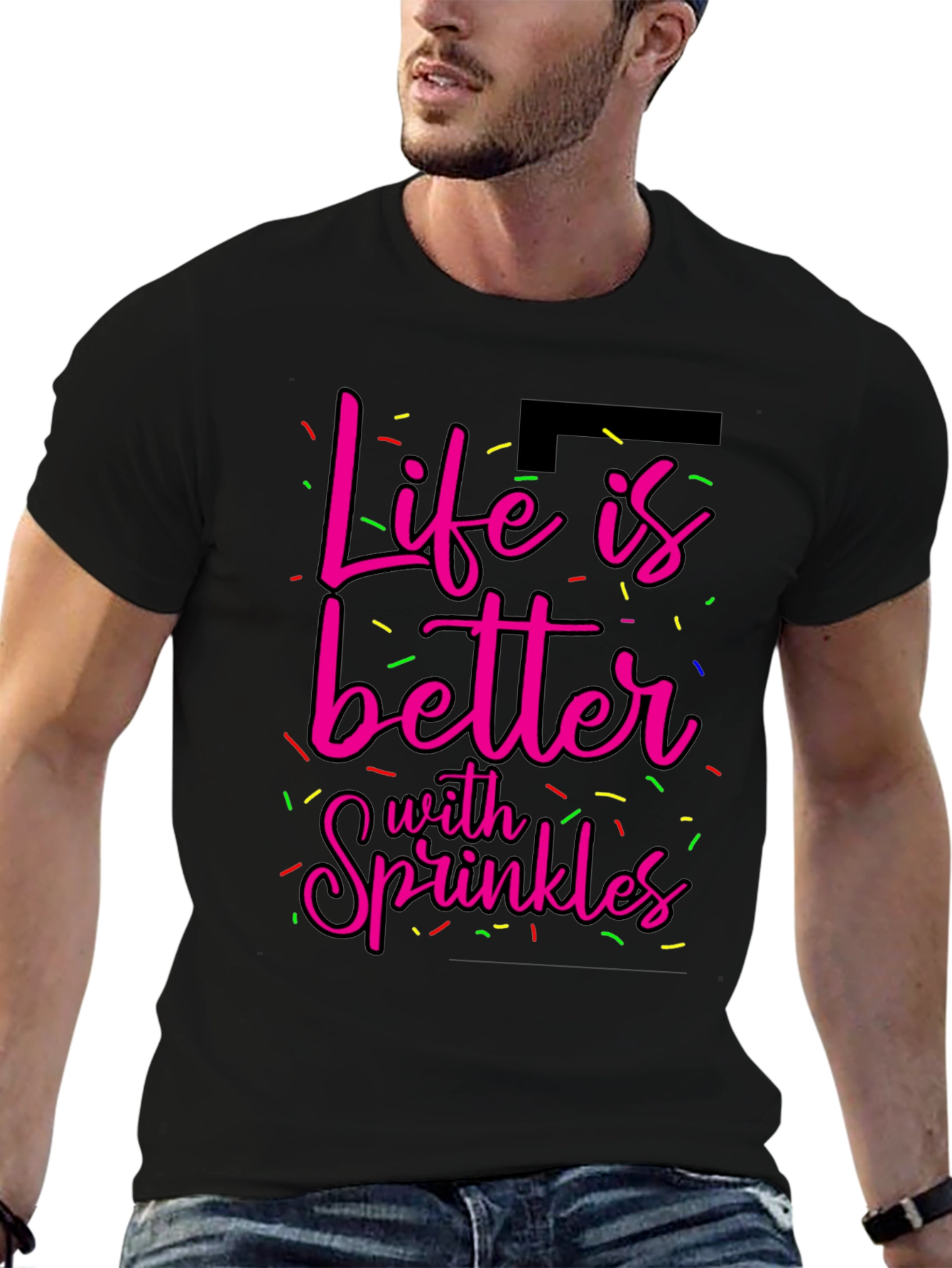 Camiseta Negra La Vida es Mejor con Sprinkles