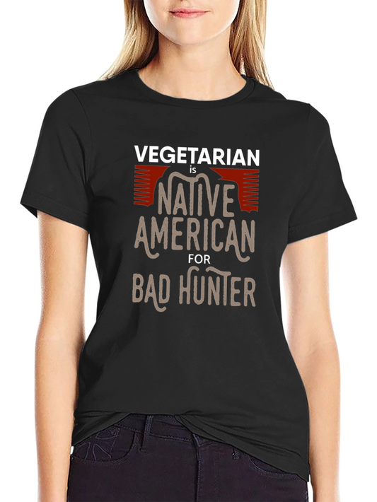 Camiseta Negra: Vegetariano Nativo Americano Cazador