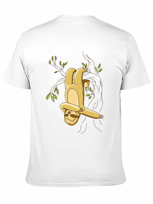 Camiseta Negra con Diseño de Perezoso Colgando