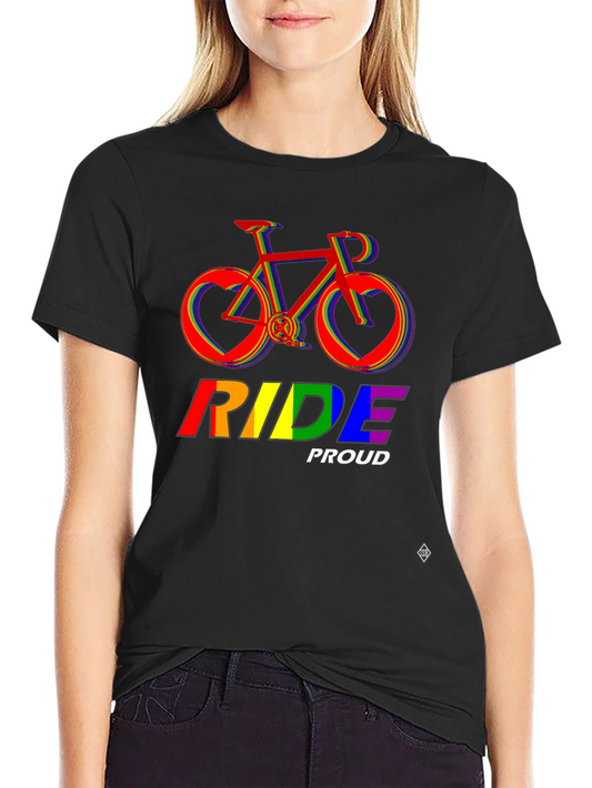 Camiseta Negra Ride Proud LGBT
