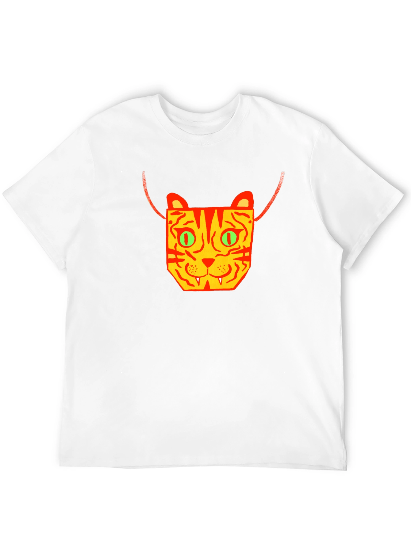 Camiseta Negra con Diseño de Gato Geométrico