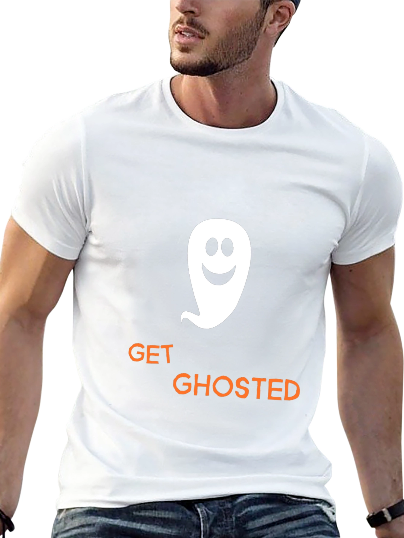 Camiseta Negra Get Ghosted con Fantasma Sonriente