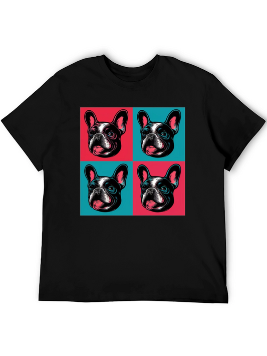 Camiseta Negra con Diseño Bulldog Francés Pop Art