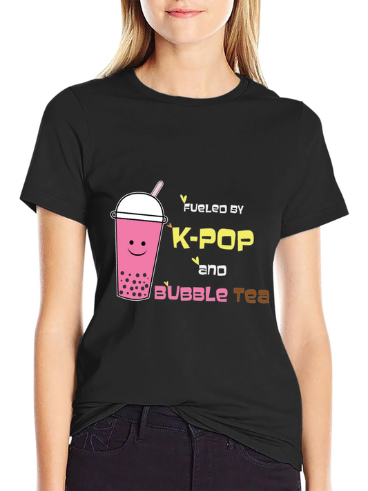 Camiseta Negra K-Pop & Bubble Tea
